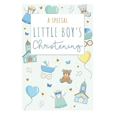Image of Words &#039;n&#039; Wishes Traditional Christening Card for a Boy, Boys Christening, Multi Coloured 20.3 x 13.9 cms