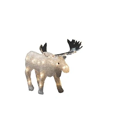 Image of Konstsmide LED Christmas Outdoor Figure Elk/Outdoor Lights (IP44) or Indoor Use/Battery Operated: 4xAA 1.5V (excl.) / 6h Timer 24 Warm White Lights/Transparent Cable