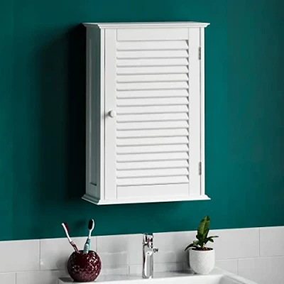Image of Bath Vida Bathroom Cabinet Single Door Shutter Wall Mounted Storage, White