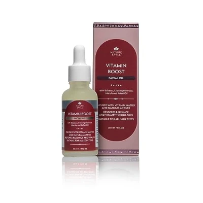 Image of Nature Spell Vitamin Boost Face Oil 30ml Infused with Marula and Evening Primrose Restores Radiance &amp; Vitality to Dull Skin Skincare Facial Suitable for All Types