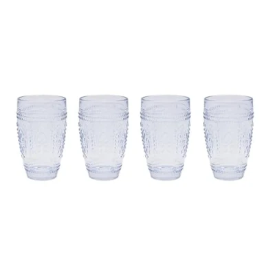 Image of Lesser &amp; Pavey Blue Tumbler Glass Set of 4 Lovely Gift for Women Men Designed by Elements Luxury Wine Every Occasions