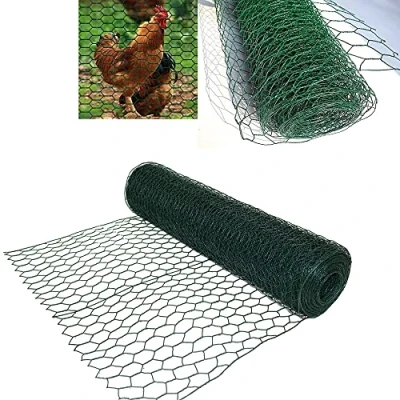 Image of Chicken Wire Mesh, 0.6m*50m Galvanized PVC Coated Hexagonal Wire, Mesh Roll, Rabbit Fencing Metal Netting, for DIY Craft and Home Garden Decors