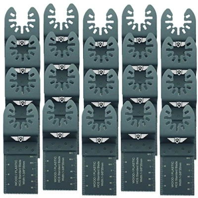 Image of 20 x 35mm TopsTools FA35F_20 Wood Fast Fit Blades Compatible with Dewalt Stanley Black and Decker Bosch Fein (Non StarLock) Makita Milwaukee Hitachi Parkside Ryobi Worx Workzone Multitool Accessories