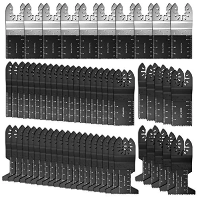 Image of 60pcs Oscillating Saw Blades Wood Metal Cutting Universal Quick Release Multitool Accessories for Bosch Craftsman DeWalt Dremel Fein Ridgid Tch