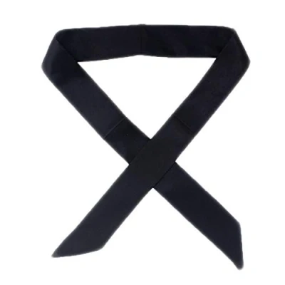 Image of B HOT 2Pcs Faux Silk Scarves Womens,Neck Head Scarf Fashion Bag Handbag Handle Ribbon Band Hair Black