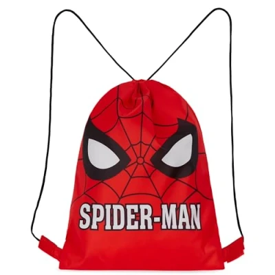 Image of Disney Kids Drawstring Bags, 29 x 38cm Swimming Bag with Airflow Vent (Red Spiderman)