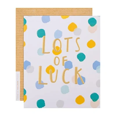 Image of Hallmark Good Luck Card Contemporary Multi Coloured Polka Dot Design