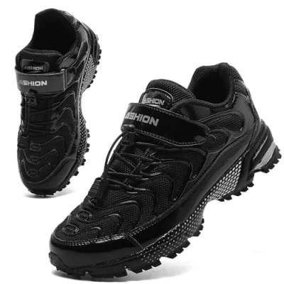Image of Boys Trainers Kids Shoes Breathable Lightweight Sneakers Athletic Sport Running Shoes(All Black,33EU)