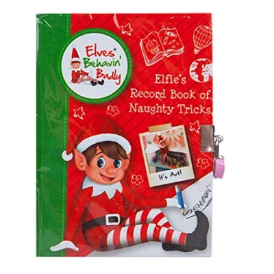 Image of Elf Behavin&#039; Badly Lockable Notebook Christmas Fun Novelty Stocking Filler, Red/Green, 15cm x 21cm