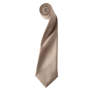 Image of Premier Mens Plain Satin Tie (Narrow Blade) (Khaki) One Size