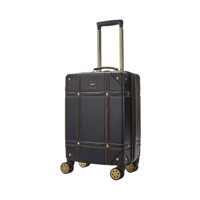 Image of Infinity Leather Black Cabin Suitcase 55 x 35 22 cm Lightweight Hard Shell Luggage Suitable for Easyjet, Ryaniar, Jet 2 Paid Carry on