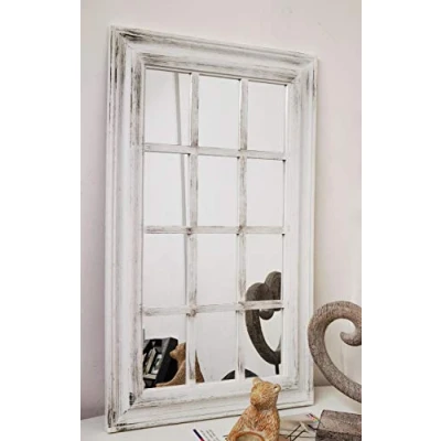 Image of Biznest 43X73Cm White Rectangle Window Style Wall Mirror Durable Frame,Indoor/Outdoor Elegant Addition To Your Home Best Gift