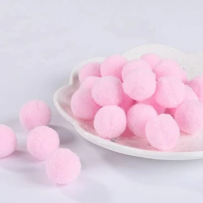 Image of 100Pcs Pom Poms Ball Fluffy Assorted Balls for DIY Creative Crafts Decorations (3cm Pink)