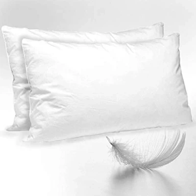Image of Queens Land Home New Duck Feather Filled Pair of Pillows &amp; 100% Cotton Proof Cover. (Set 2)