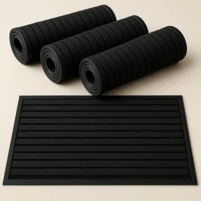 Image of Hafaa Black Door Mat 4 Pack 60x90 cm