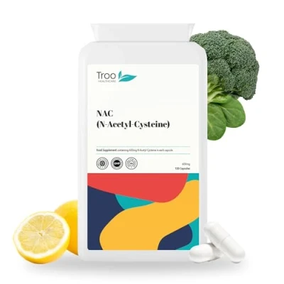 Image of Troo NAC Supplement 600mg 120 Capsules N Acetyl Cysteine Amino Acid Providing Non Toxic Stable Form of L UK Manufactured to GMP Standards
