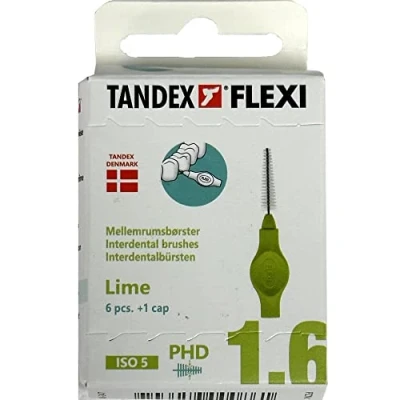 Image of Tandex Flexi 6 ISO 5 Lime 1.6mm Interdental Brushes Pack of 3