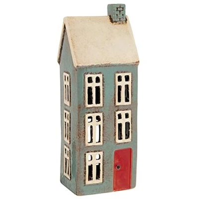 Image of Village Pottery Tall Grey House Tealight Holder