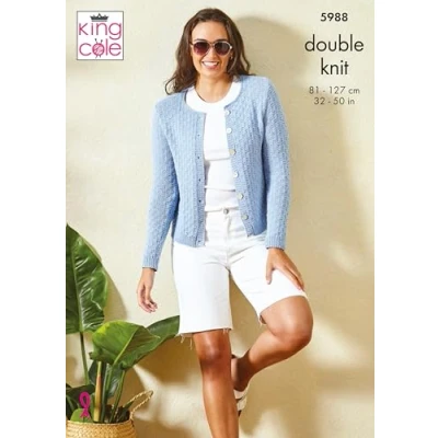 Image of King Cole Ladies DK Knitting Pattern Lace Cardigan &amp; Sleeveless Top (5988)