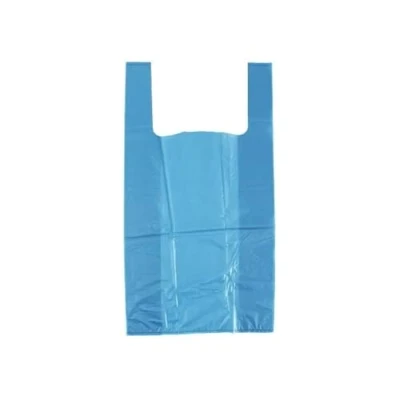 Image of 100 x Blue Plastic Vest Carrier Bags 11x17x21&quot;