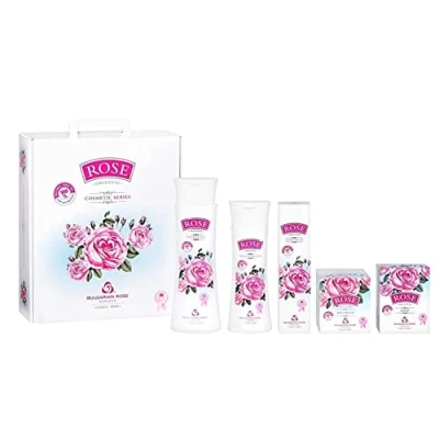 Image of Rose Original Gift Set for Women of 5Pcs. with 100% Natural Oil, Micellar Water, Shower Gel, Facial Day Cream, Hand Cream and Soap Parabens Free