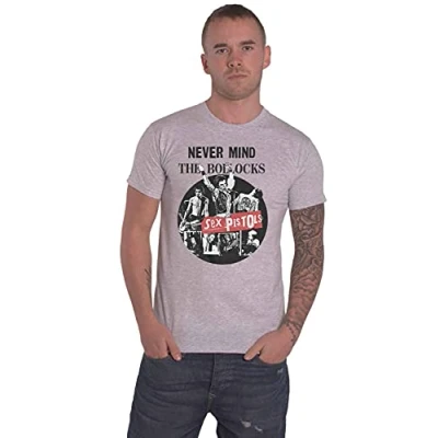 Image of Sex Pistols The T Shirt Never Mind Distressed Logo Official Unisex Grey XL
