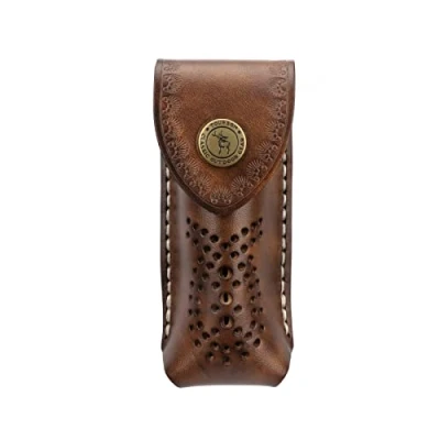 Image of TOURBON Rustic Leather Folding Knife Pouch Clip on Pocket Tool Holder with Snap Closure