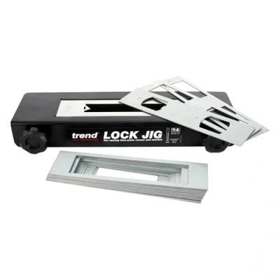 Image of Trend Professional Lock Jig, Adjustable Fence for 34mm 58mm Doors, Quick Release Clamps, 20 Interchangeable Templates, Lock/JIG/C