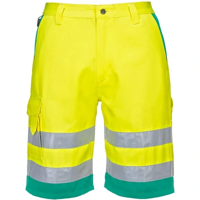 Image of Portwest Hi Vis Lightweight Polycotton Shorts Yellow/Teal XL