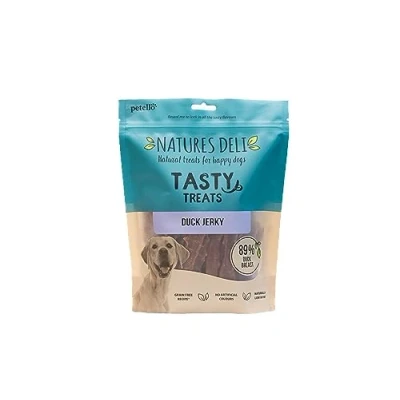 Image of Natures Deli Duck Jerky Dog Treats, Grain Free Low Fat Treats for Dogs, High Protein Chews 500g