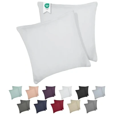 Image of Barbons Pillowcase 80 x cm, Set of 2 165 g/m², Oeko Tex Certified Pillowcase, 100% Jersey Cotton Soft Cushion Covers with Zip (80 White)