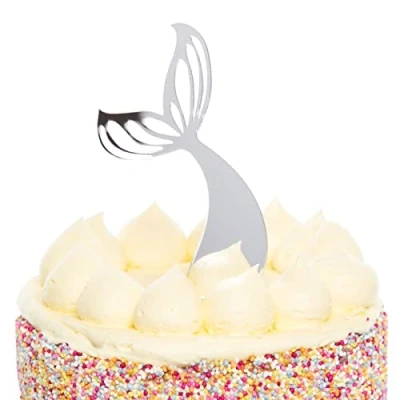 Image of Amscan 9914399 Mermaid Tales Kids Birthday Party Silver Tail Cake Topper 18.5cm