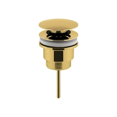 Image of Universal Round Push Button Basin Waste, Slotted &amp; Unslotted Brushed Brass