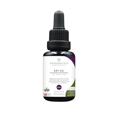 Image of Epi K2 Oil 30ml Vitamin (Menaquinone MK7) 100mcg + Organic Medium Chain Triglycerides (MCT) UK Made Vegan Liquid 10 Drops Daily (High Strength)