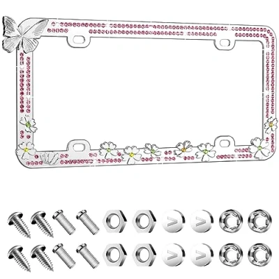 Image of Valor LPF2HC005PNK Design License Plate Frame with Crystals