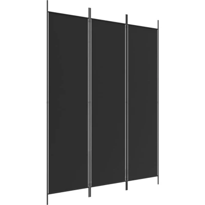 Image of vidaXL 3 Panel Room Divider Black 150x200 cm Fabric
