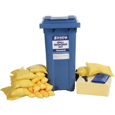 Image of Solent Spill Control Kit S Extra Chemical Wheelie Bin 120L