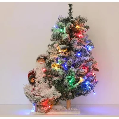 Image of Christmas Concepts® 50cm Battery Operated Flocked Santa &amp; Tree Large Decoration with Multi Colour LED Lights Grotto