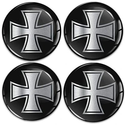 Image of Biomar Labs 4 x 45 mm 3D Silicone Sticker Emblem Steering Wheel for Hub Caps Silver Black V 20