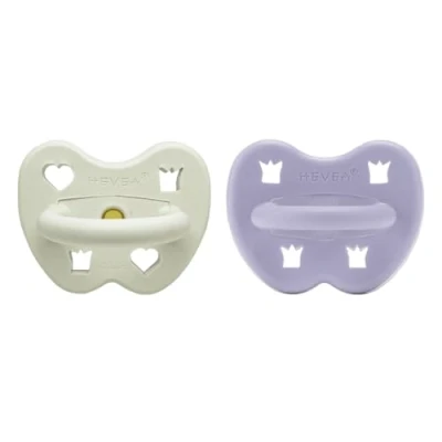 Image of HEVEA Natural Rubber Dummy Pacifier Round 3 36 Months Hygienic One Piece Design for Newborns to Toddlers, BPA Free, Soft &amp; Durable 2 Pack (Twilight Frost)