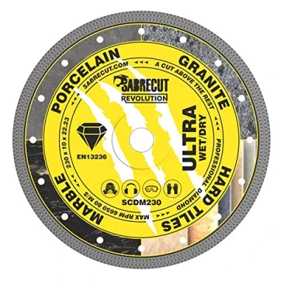 Image of 1 x SabreCut SCDM230 230mm (9&quot;) 10mm 22.23mm Bore Mesh Turbo Angle Grinder Diamond Circular Saw Blade Compatible with Bosch Dewalt Makita Milwaukee and Many Others