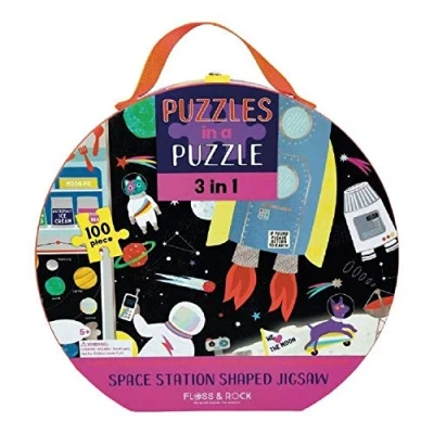 Image of Floss &amp; Rock 42P6338 Space 100 Piece 3 In1 Jigsaw, Multicoloured