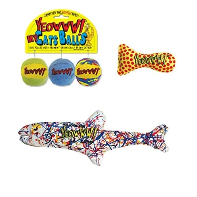 Image of YEOWWW Very Strong Organic Catnip Cat Toy Bundle For Indoor And Outdoor Cats, Pollock Fish, Stinkie My Cats Balls