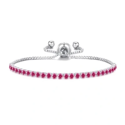Image of Philip Jones Pink Tennis Friendship Bracelet Created with Zircondia® Crystals
