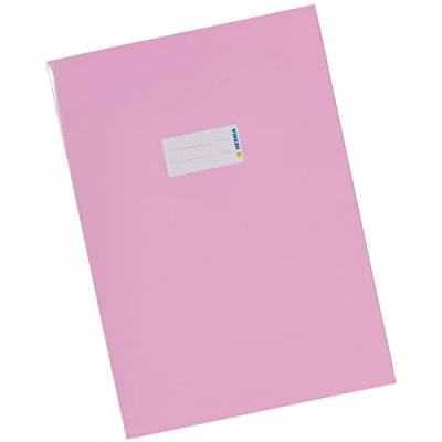 Image of HERMA Cardboard Exercise Book cover A4, with inscription field, made of extra strong cardboard, slip on jackets for school, rose