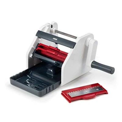 Image of Zyliss E900048 SpiraSlice, Plastic/Stainless Steel, White/Red, Vegetable Slicer/Vegetable Spirals, Sheets &amp; Ribbons/Spiral Cutter/Food Slicer, Includes Recipe Booklet, 5 Year Guarantee