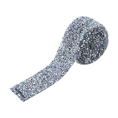 Image of Walfront Glitter Tape Sparkle 3cm Wide Shiny Masking Rhinestone Sticky Adhesive DIY Tape, Crafts Gift for School Office Home Decoration and Kid Projects (Silver)