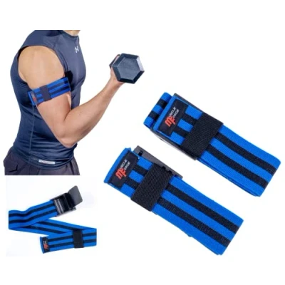 Image of MuscleForge® Blood Flow Restriction Bands, 2x Occlusion Bands for Arms, Elastic with Buckle Fasteners Muscle Building and Pump, BFR cuffs