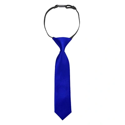 Image of DQT Plain Satin Pre Tied Elasticated Adjustable Neck Tie for Boys 0 2 Years Old Royal Blue