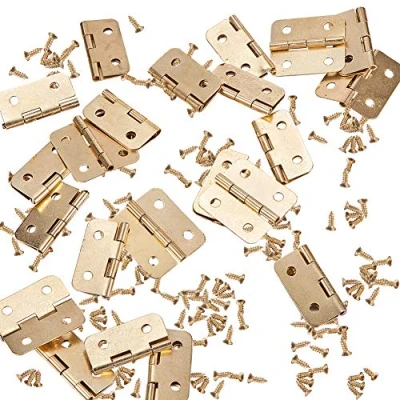Image of INCREWAY 50 Set Mini Hinges with Matching Screws for Jewelry Chest Box Wood Cabinet（Brass Tone）